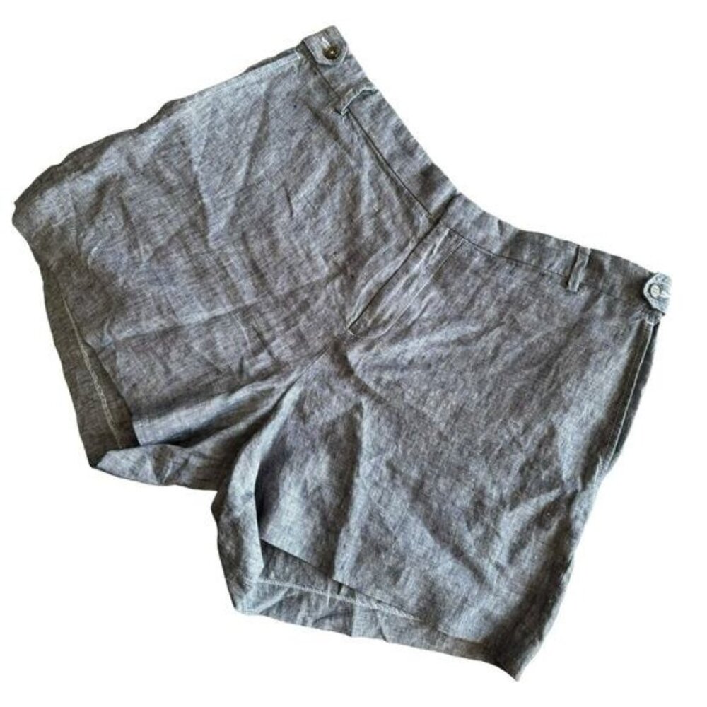 Lord &‎ Taylor 100% Linen Shorts Size 14W Womens Dark Evening Blue NWT